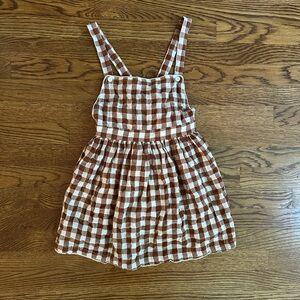 Brown and White Checkered Pinafore Dress Size  7